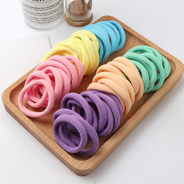 Solid Color Ponytail Holder 50 pcs Set - Wnkrs