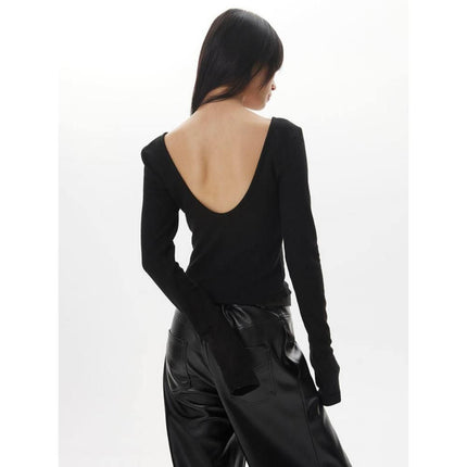 Chic Backless Long Sleeve Slim Top for Women