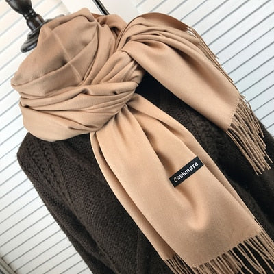 Women's Cashmere Scarf with Tassel - Wnkrs