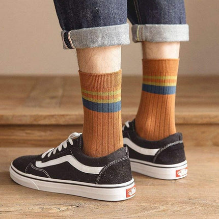 10 pares de calcetines de algodón a rayas para hombre