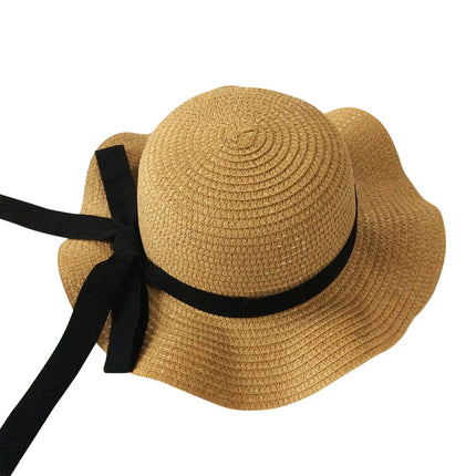 Ribbon Wavy Straw Hat for Kids - Wnkrs