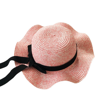 Ribbon Wavy Straw Hat for Kids - Wnkrs