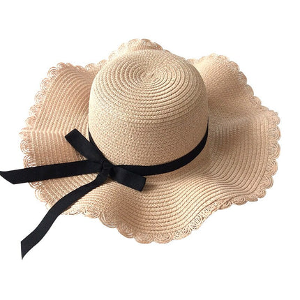 Ribbon Wavy Straw Hat for Kids - Wnkrs