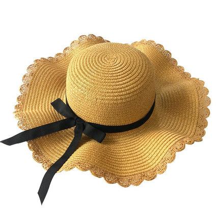 Ribbon Wavy Straw Hat for Kids - Wnkrs