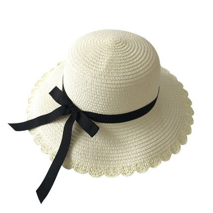 Ribbon Wavy Straw Hat for Kids - Wnkrs