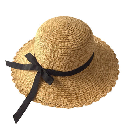 Ribbon Wavy Straw Hat for Kids - Wnkrs