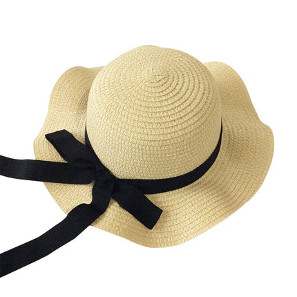 Ribbon Wavy Straw Hat for Kids - Wnkrs