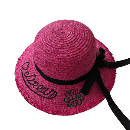 Ribbon Wavy Straw Hat for Kids - Wnkrs