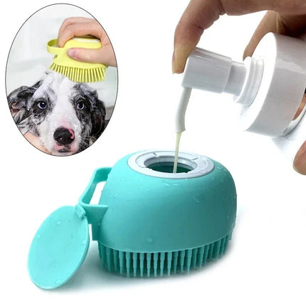 Brosse de massage en silicone pour salle de bain pour animaux de compagnie - Outil de bain doux et sûr pour chiens, chats et enfants