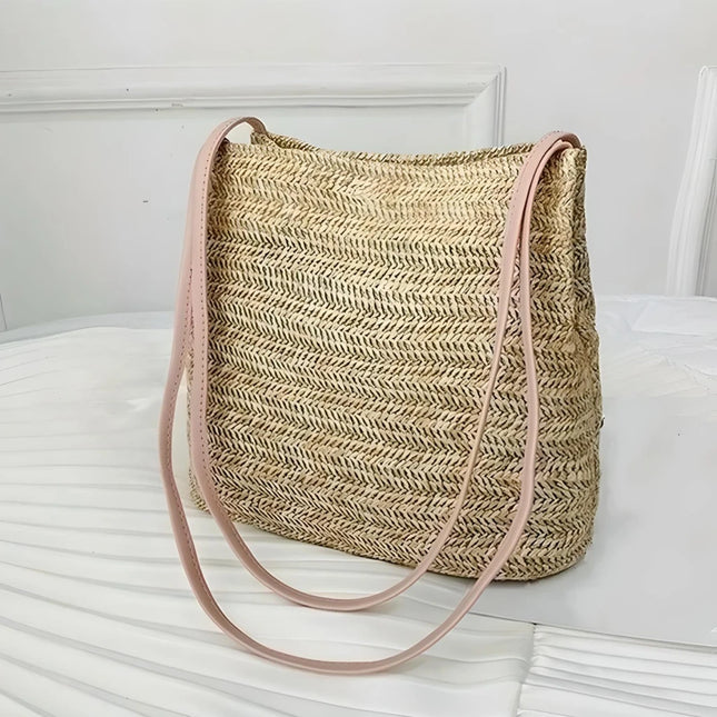 Bolso de hombro tejido de paja bohemio