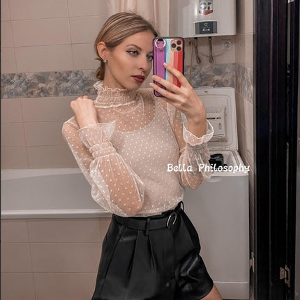 Women's Mesh Lace Blouse - Wnkrs