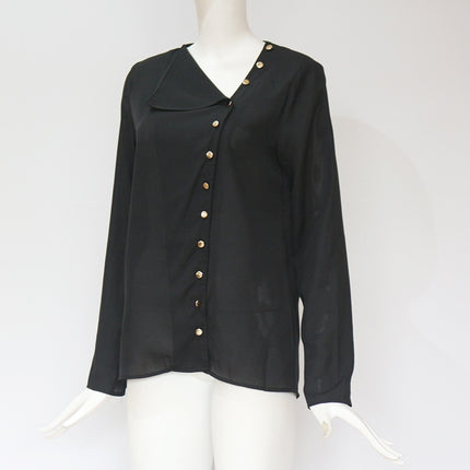 Women's Chiffon Blouse with Decorated Buttons - Wnkrs