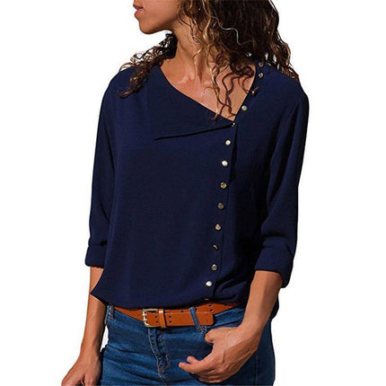 Women's Chiffon Blouse with Decorated Buttons - Wnkrs