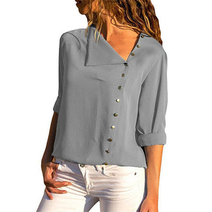 Women's Chiffon Blouse with Decorated Buttons - Wnkrs