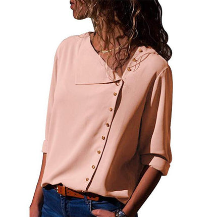 Women's Chiffon Blouse with Decorated Buttons - Wnkrs