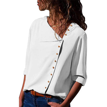 Women's Chiffon Blouse with Decorated Buttons - Wnkrs