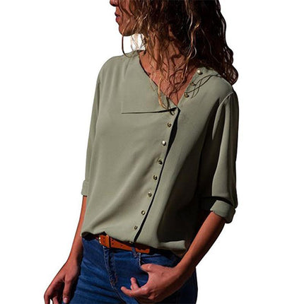 Women's Chiffon Blouse with Decorated Buttons - Wnkrs