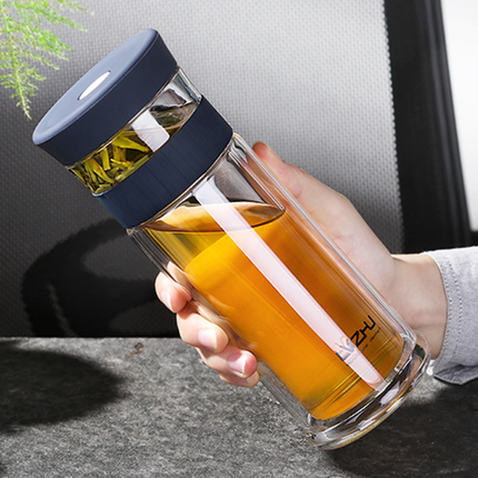 400ml Portable Double Wall Borosilica Glass Tea Infuser Bottle Of Water With Lid Filter Automobile Car Cup - Wnkrs