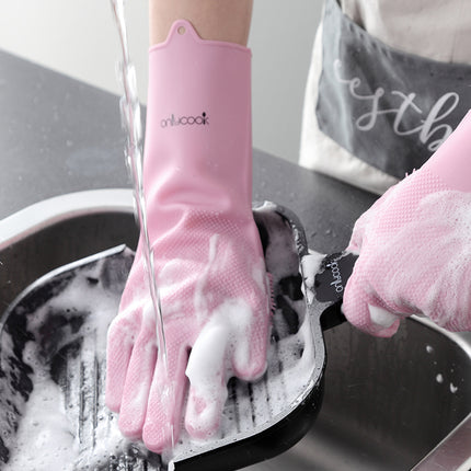 Thickened silicone dishwashing glove kitchen pot brush - Wnkrs