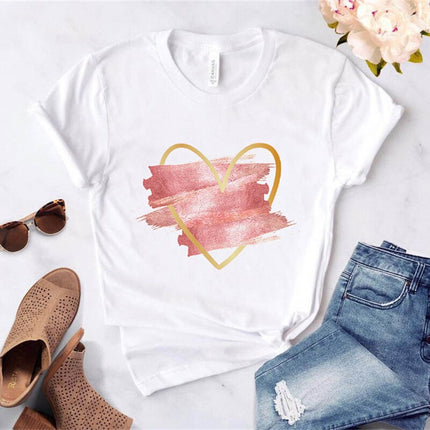 Camiseta con estampado de flores de corazón para mujer