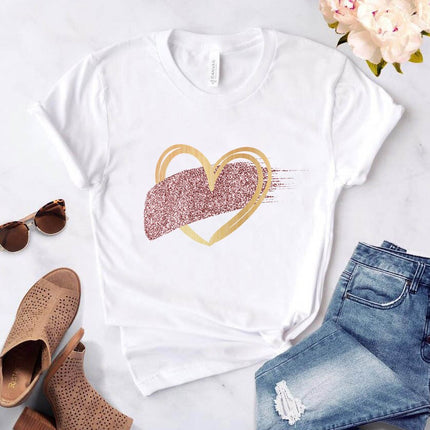 Heart Flower Printed T-Shirt for Women