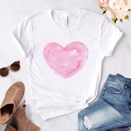 Camiseta con estampado de flores de corazón para mujer