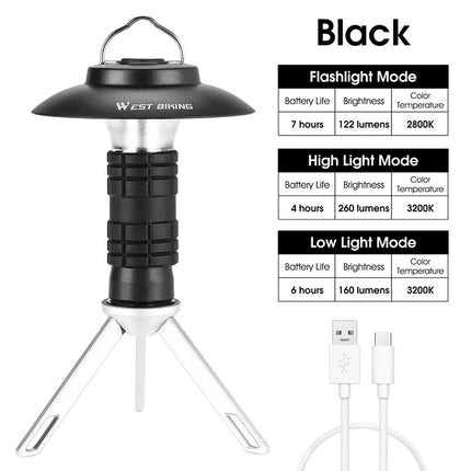 Lampe de camping portable 3 en 1 multifonctionnelle à LED avec chargement USB