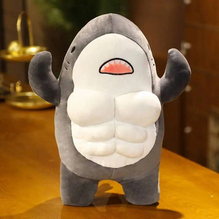 Charming Muscle Shark Plush Toy - 40cm Stuffed Animal Pillow, Ideal for All Ages - Wnkrs