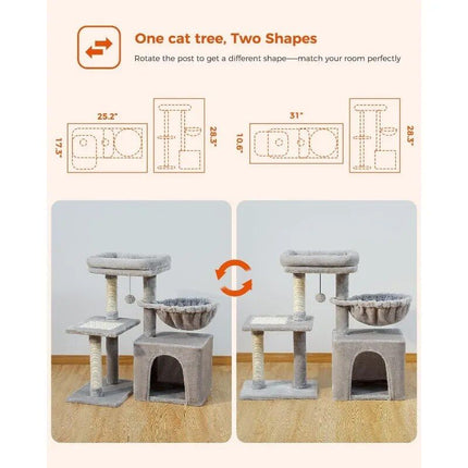 Transformable Cat Tower - 28.5'' Small Cat Tree for Indoor Cats - Wnkrs
