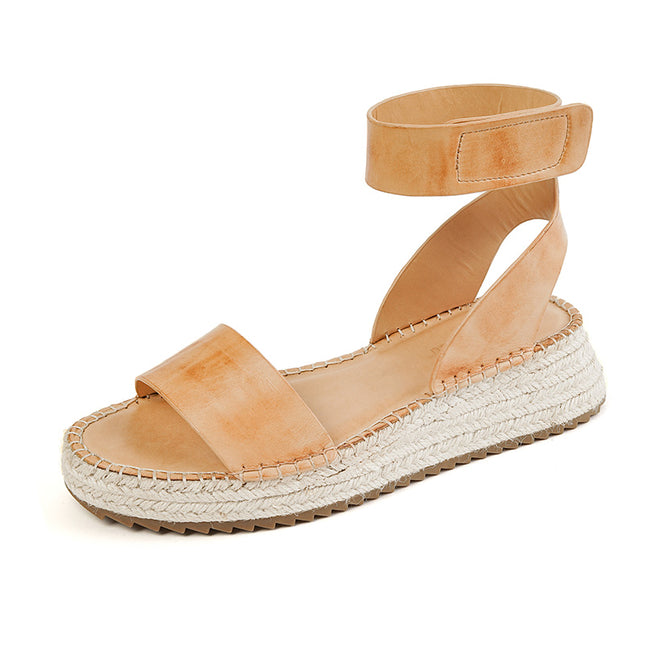 Sandalias de plataforma de cuero elegantes para el verano