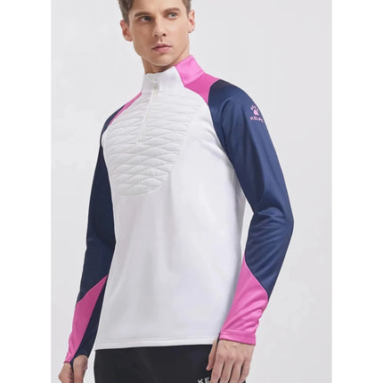 Suéter deportivo acolchado con media cremallera para hombre: suéter de entrenamiento con colores en contraste