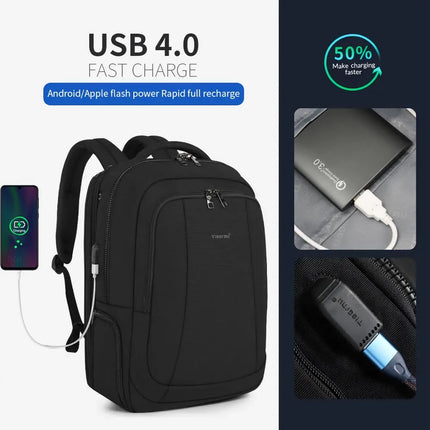 Mochila para portátil de 17 pulgadas con carga USB, bolsa de viaje antirrobo expandible para hombres