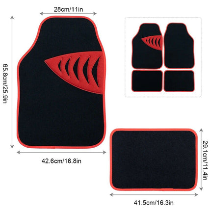 Universal Car Floor Mats with Red Trim Edging & Shark Gill Pattern - Wnkrs