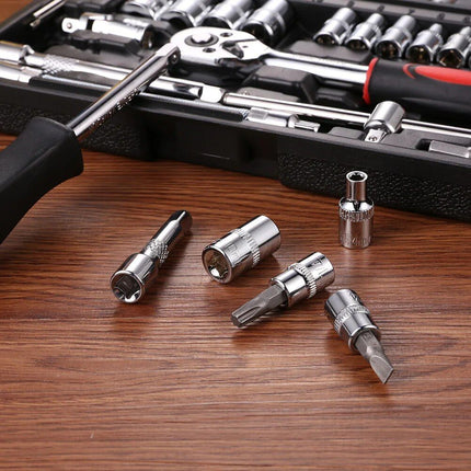 Professional 46-Piece Socket Wrench Set – Versatile Tool Kit for Car and Home Repair - Wnkrs