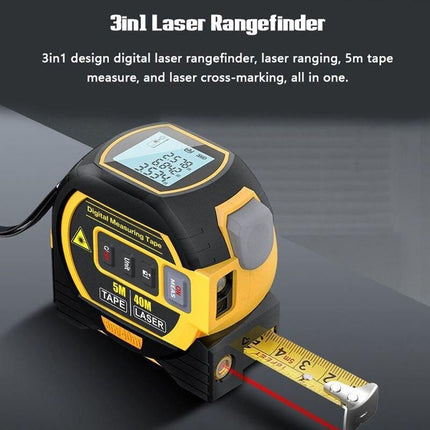 Multi-Function Laser Distance Meter with 5m Tape Measure and Cross-Marking - Wnkrs