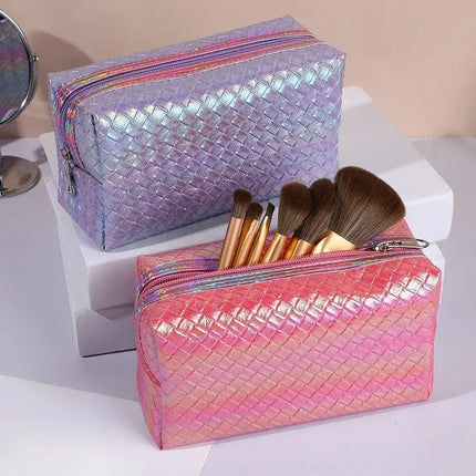 Bolsa de cosméticos de viaje de PU impermeable para mujer de moda