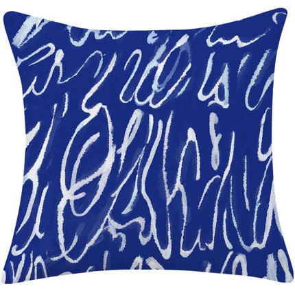 Mediterranean Blue Simple Cotton And Linen Pillow - Wnkrs