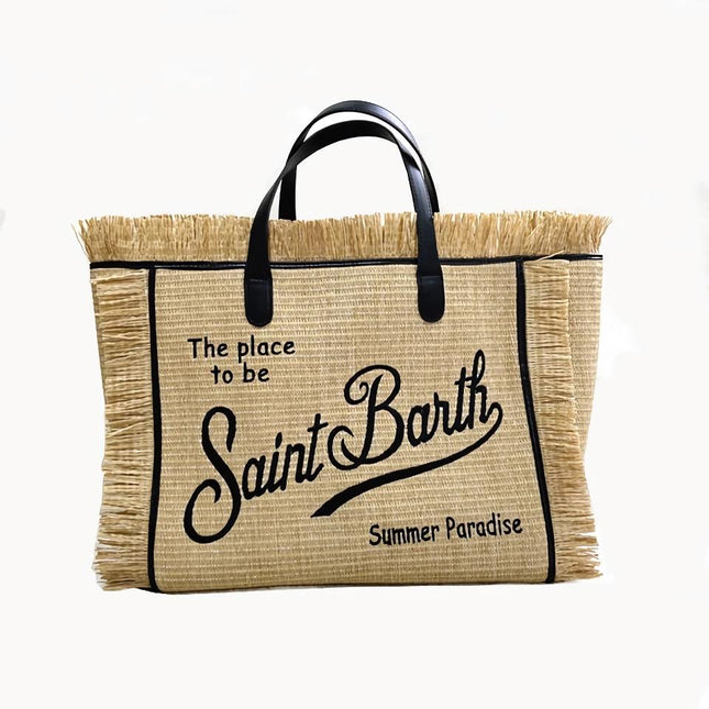 Sac cabas en paille brodé Beach Chic