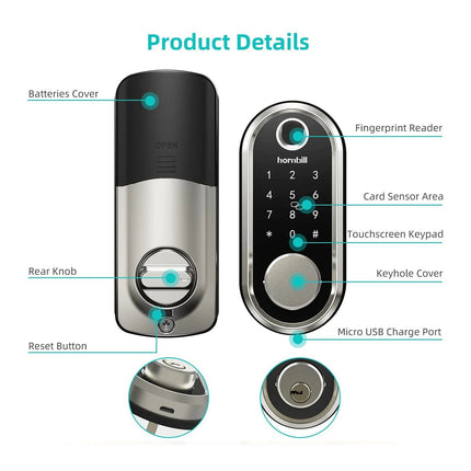 WiFi Enabled Smart Door Lock with Biometric Fingerprint, IC Card, and Remote Unlock - Wnkrs