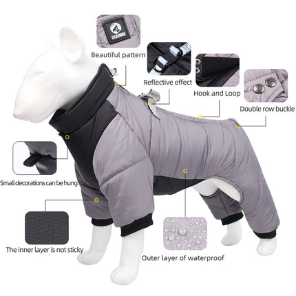 Abrigo de invierno impermeable para perros con anilla en D 