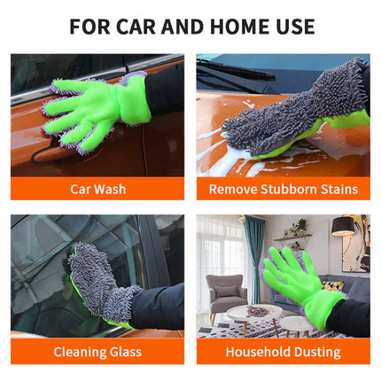 Gants de lavage de voiture en microfibre double face – Outil de nettoyage polyvalent pour voitures et maison