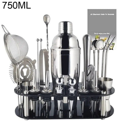 Boston Cocktail Shaker Set: Complete Bartender Tool Kit with Acrylic Stand - Wnkrs