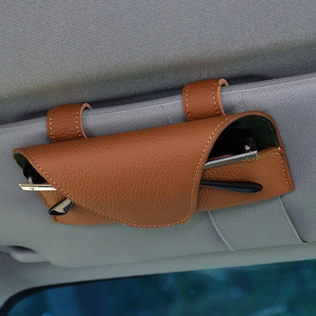 Universal Leather Sun Visor Car Glasses Holder - Wnkrs