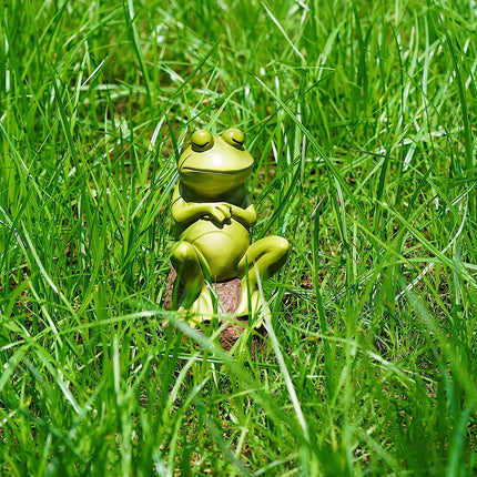 Charmante figurine de grenouille pensante en résine