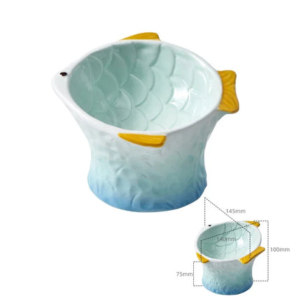 Gamelle en céramique pour chat et petit chien avec motif à pied haut