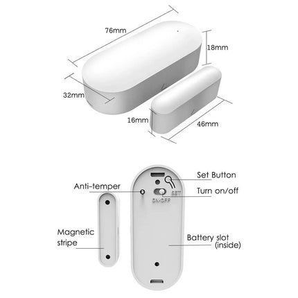 Capteur de porte et fenêtre Détecteur d'ouverture/fermeture de porte sans fil pour maison intelligente