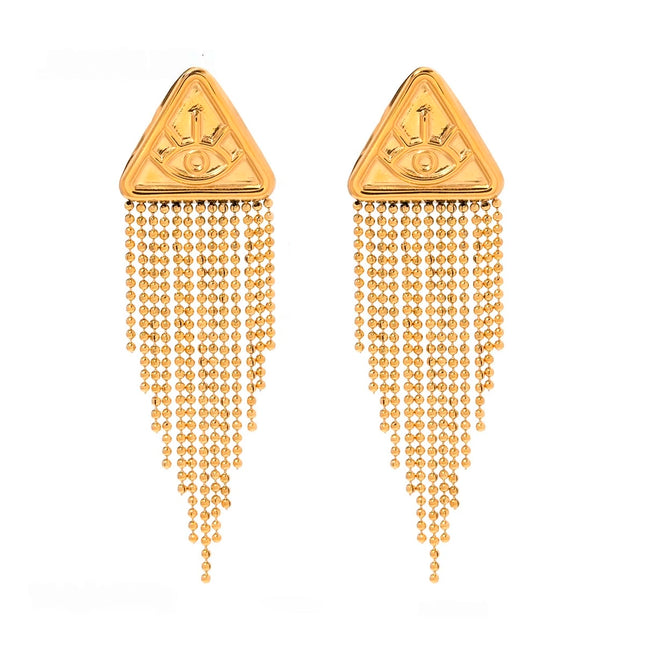 Gold-Plated Stainless Steel Triangle Drop Earrings