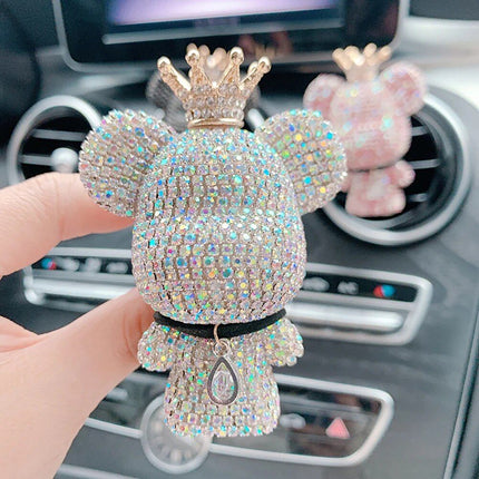 Cute Bear Car Air Vent Perfume Clip with Dazzling Rhinestone - Wnkrs