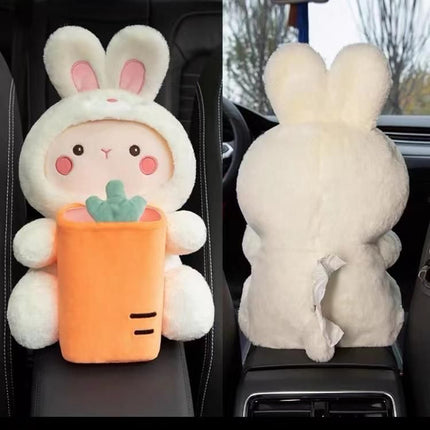 Plush Cartoon Car Tissue Holder & Armrest Organizer - Wnkrs