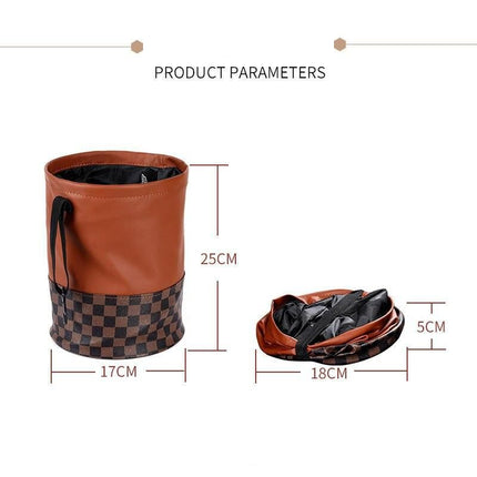 Luxurious Leather Car Trash Can: Foldable & Hanging Design - Wnkrs